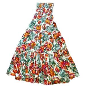 Abel the Label Anthropologie Tropical Floral and Fruit Maxi DressWomens Size L